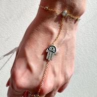 Golden Ring & Bracelet Hamsa Charm