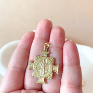 Big St Benedict Golden Cross Charm Medal