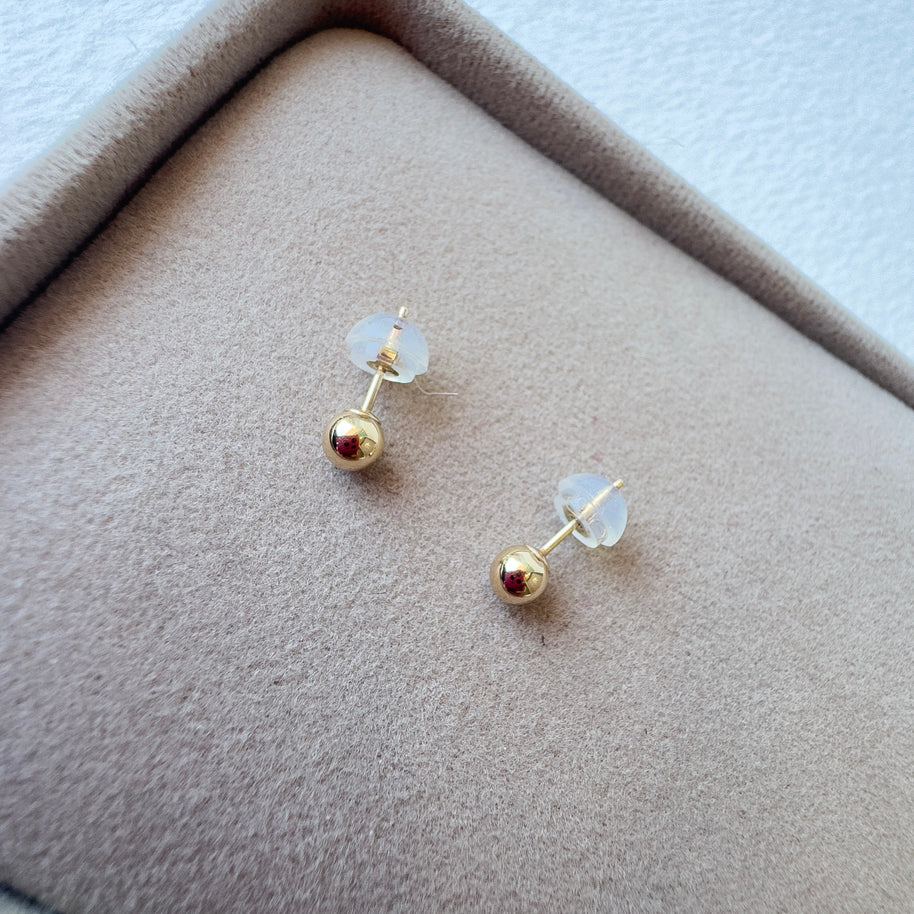 4 mm Golden Ball 14k Solid Gold Earring