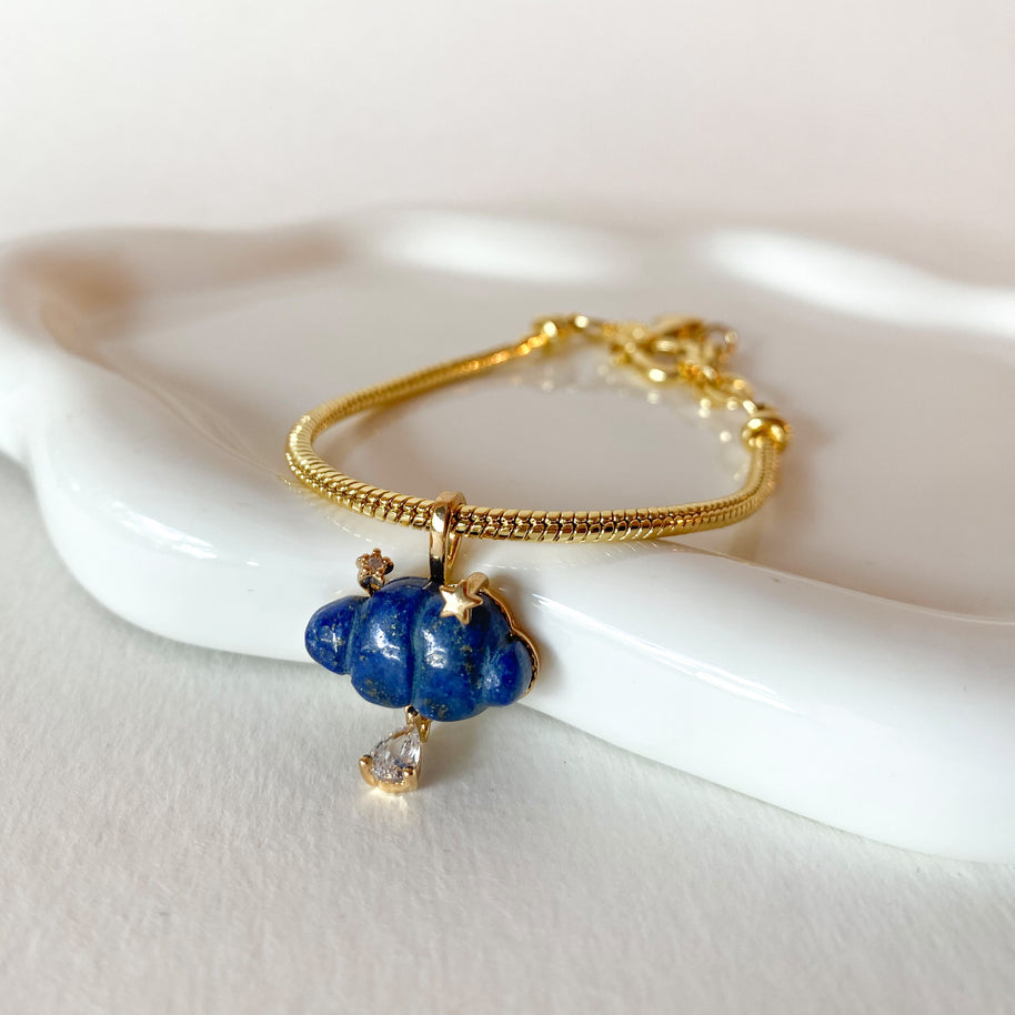 Lapislazuli Cloud Drop Golden Bracelet