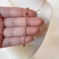 Gold Rainbow Crystals Steel Necklace