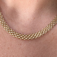 Chinese Fabric Bismark Chain 18k Solid Gold Necklace