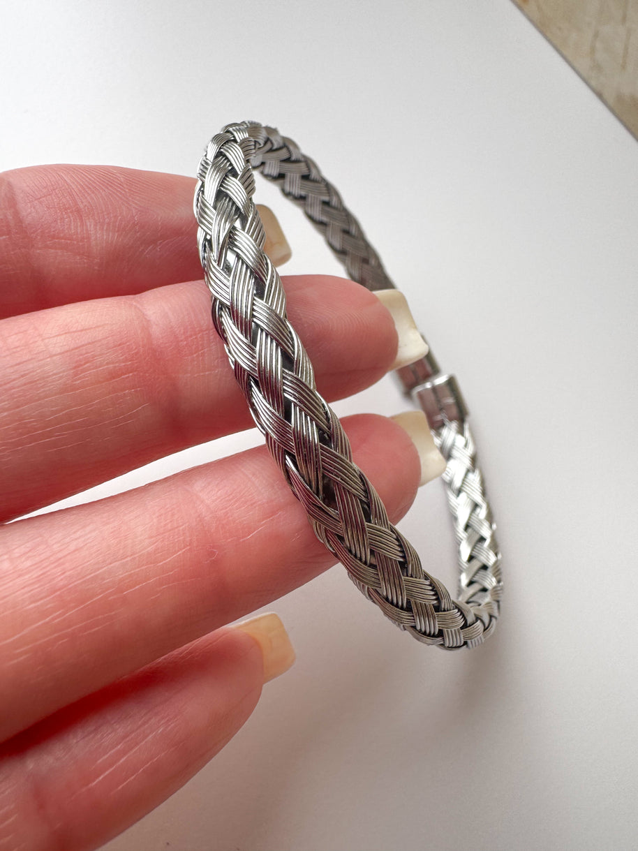 Brazalete Ajustable Acero Plateado