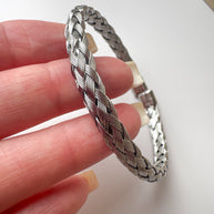 Brazalete Ajustable Acero Plateado