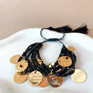 Our Father Prayer Charms Black Adjustable Bracelet