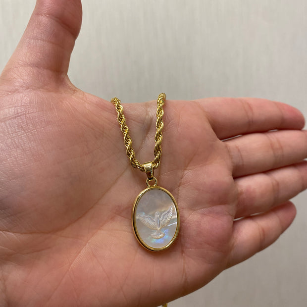 Holy Spirit Classic Medal Mother of Pearl Necklace