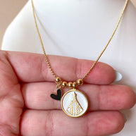 Virgin of the Valley Black Heart Adjustable Necklace