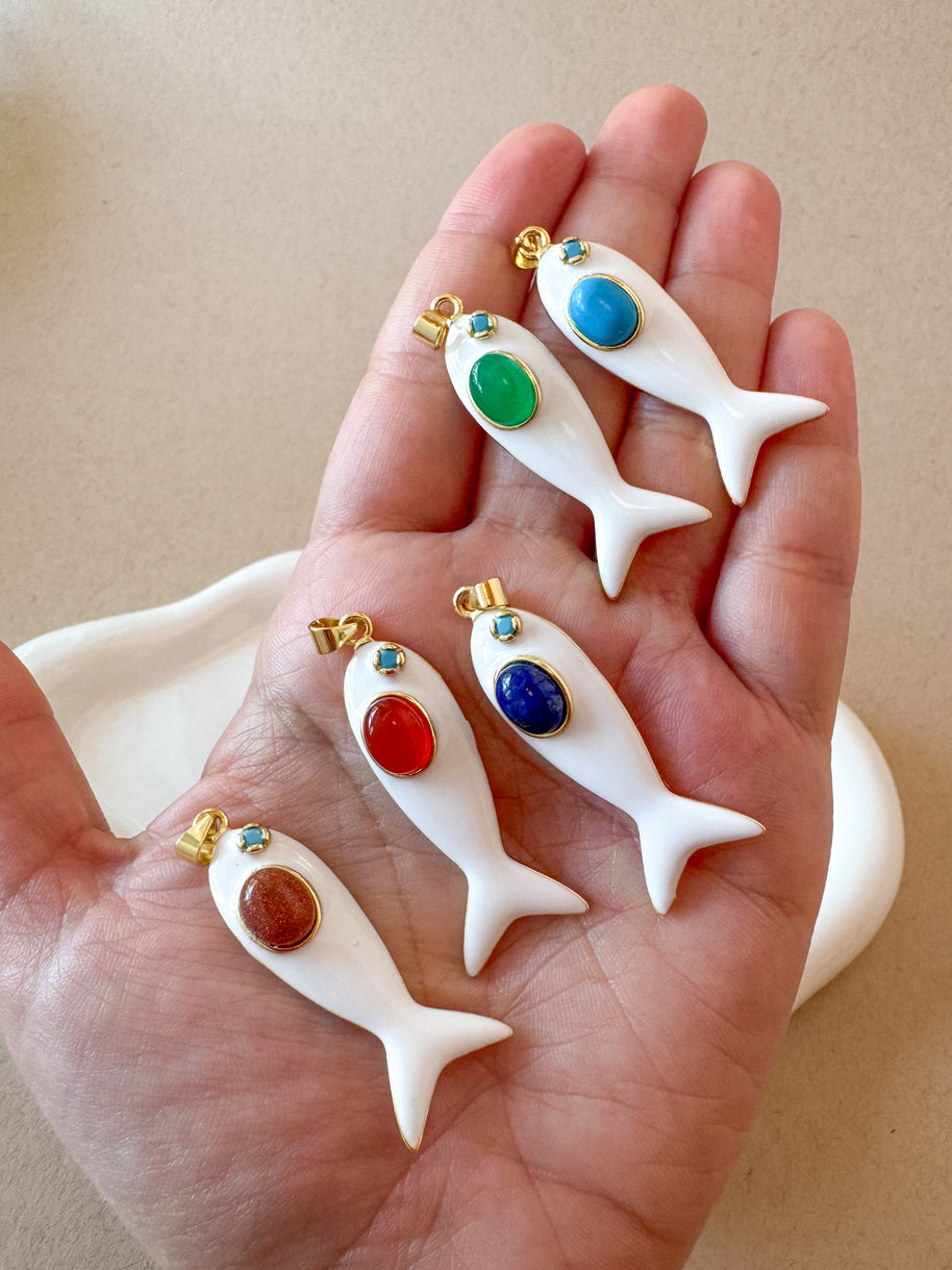 White & Multicolor Fishes Charms