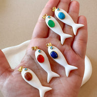 White & Multicolor Fishes Charms
