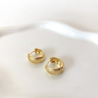Golden Thick Textured Wide Hoops Earrings