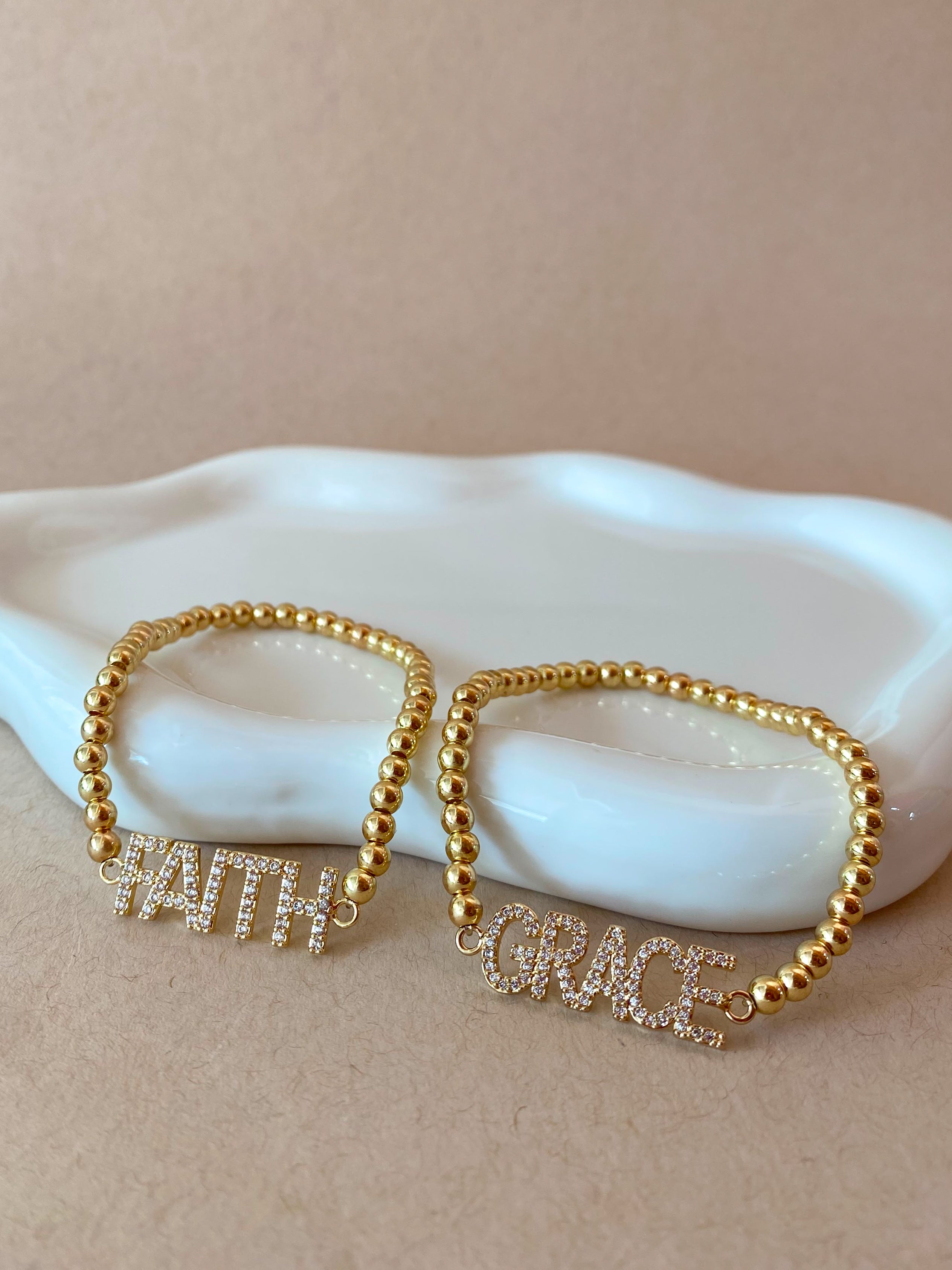 Faith and Grace Crystals Elastic Bracelets