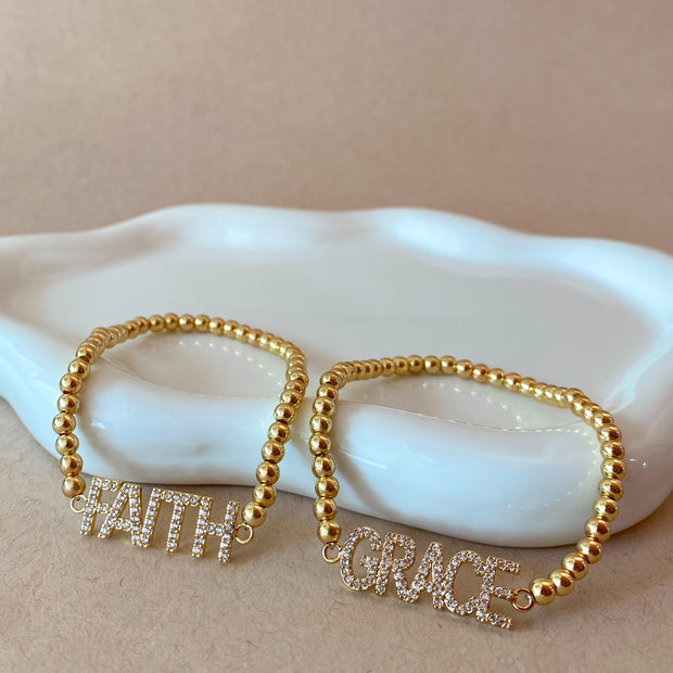 Faith and Grace Crystals Elastic Bracelets