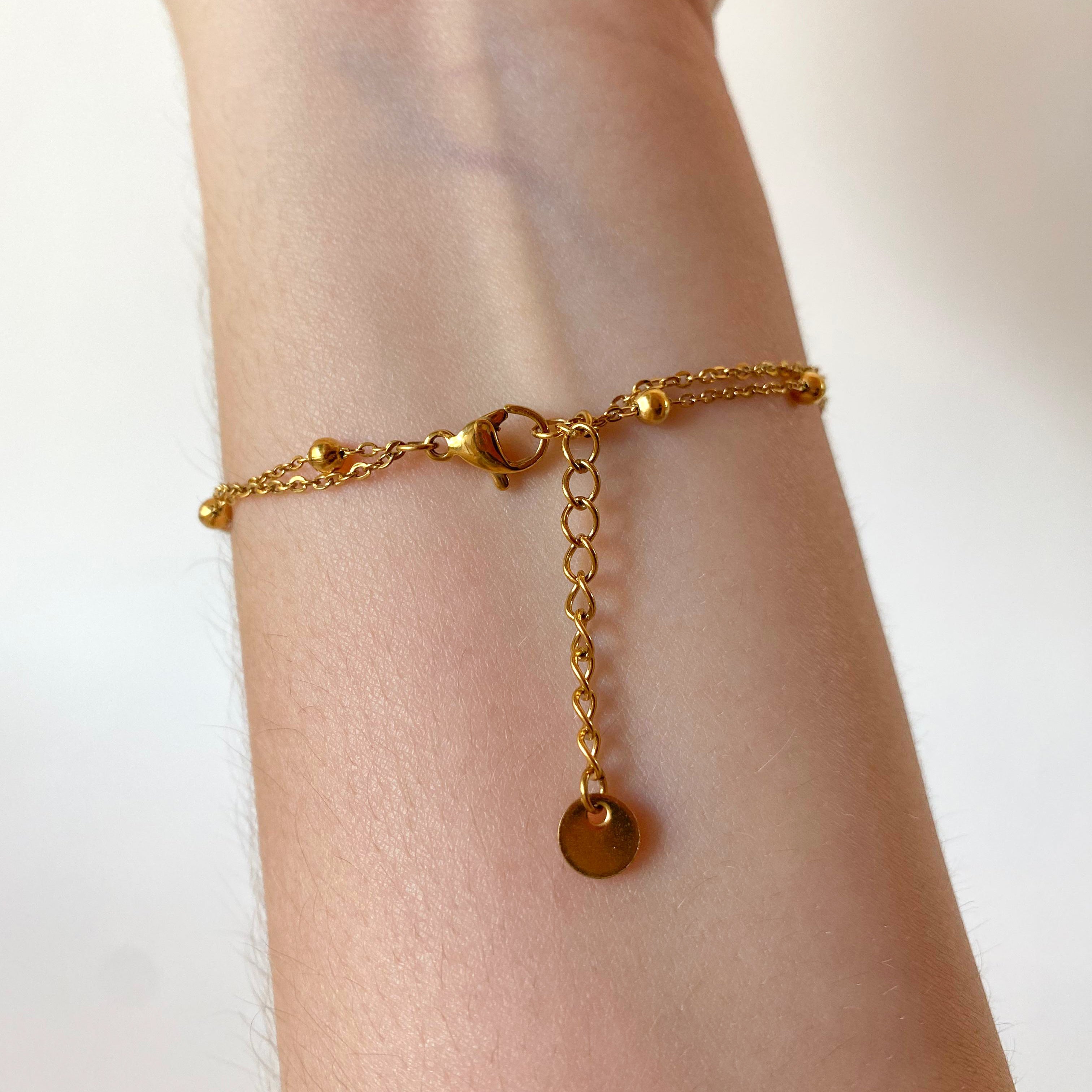 Golden Steel Double Chain Miracle Virgin Rosary Bracelet