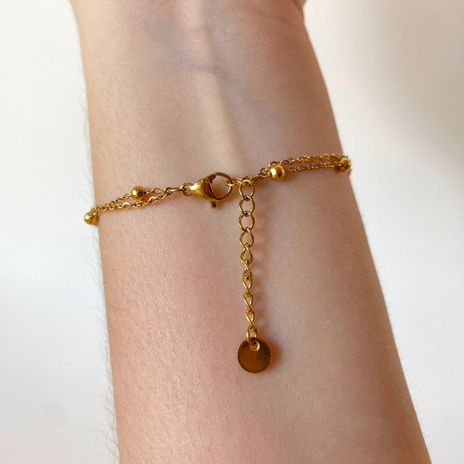 Golden Steel Double Chain Miracle Virgin Rosary Bracelet