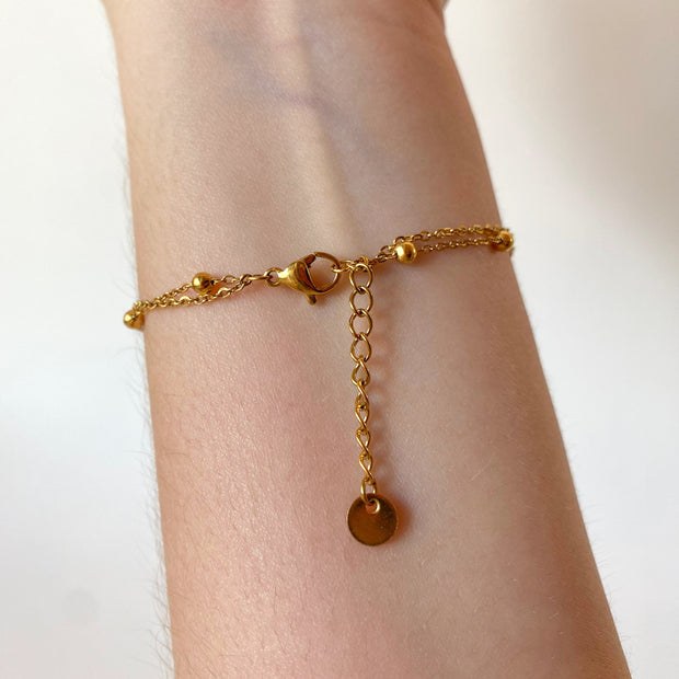 Golden Steel Double Chain Miracle Virgin Rosary Bracelet