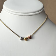 3 Gold Hearts Steel Necklace