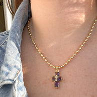 Cadena Cruz Cristal Morado