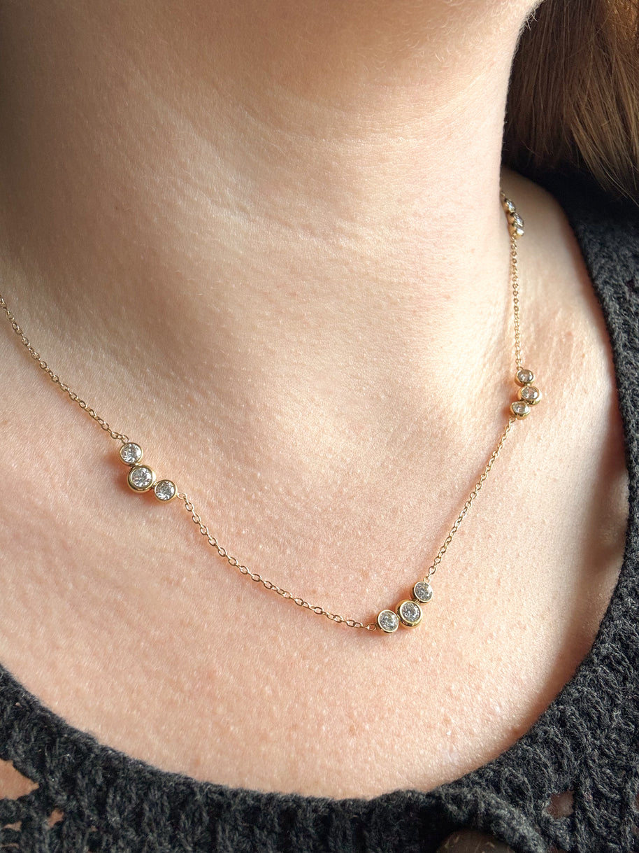 Crystal Pattern Silver & Gold Necklace