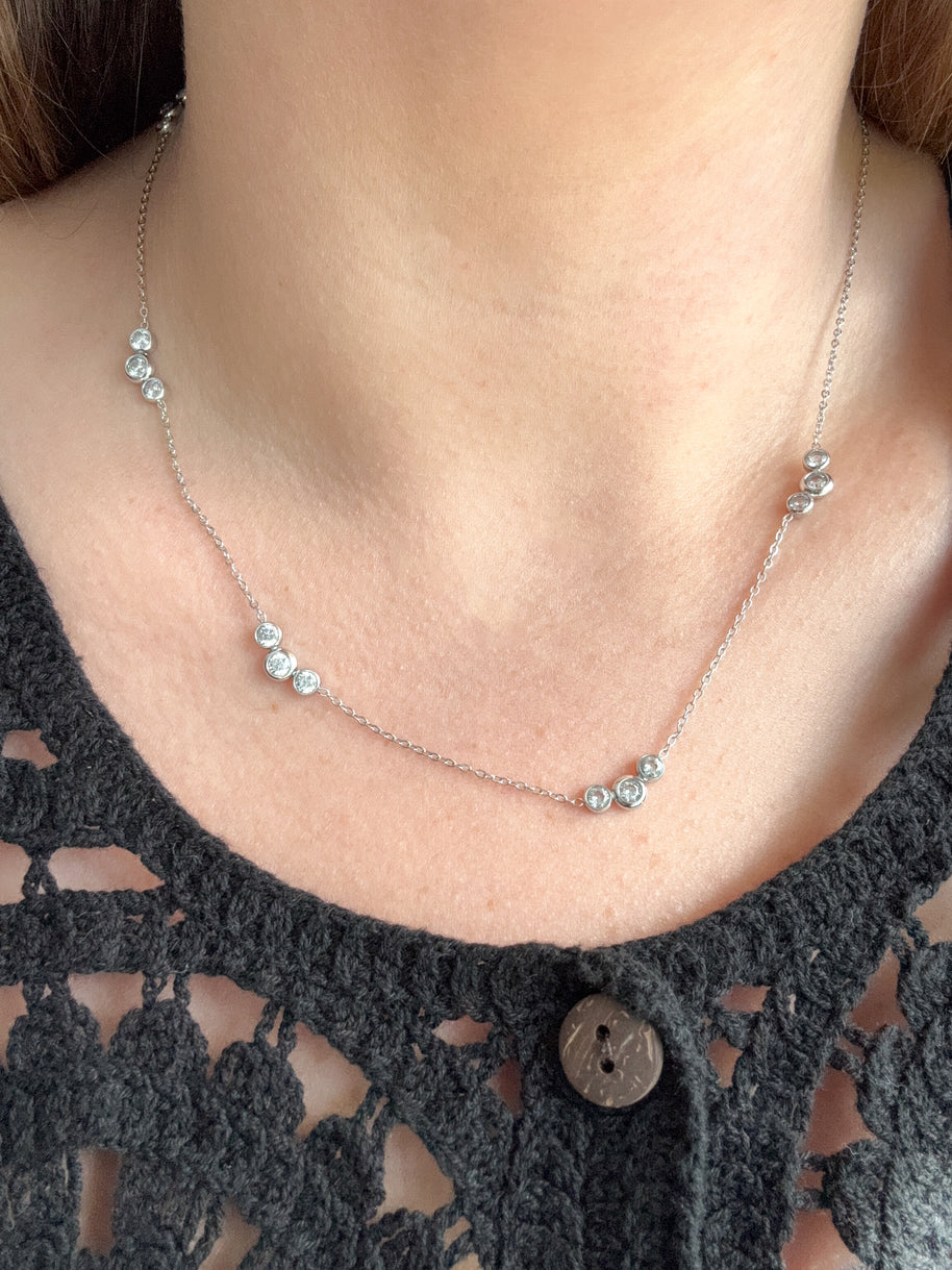 Crystal Pattern Silver & Gold Necklace