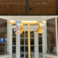 2 Gold Medium Steel Earrings