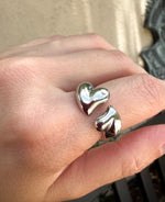 Load image into Gallery viewer, Stainless Steel Ring Adjustable Silver Hearts
