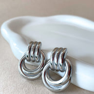 Silver Big 2 Shape Style Steel Hoops