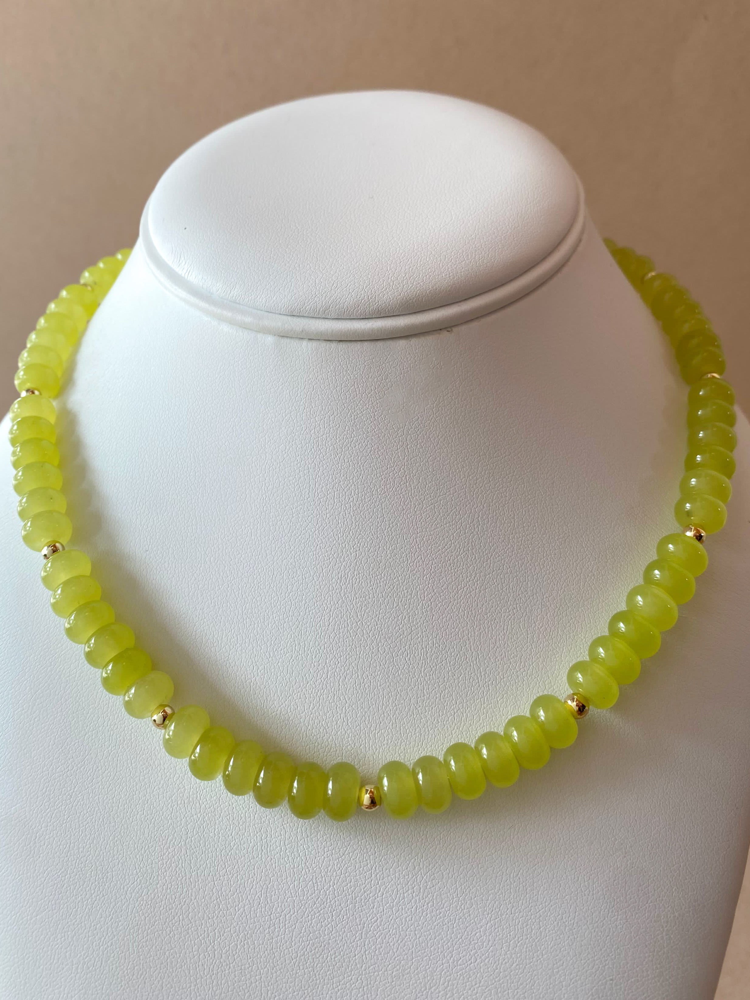Green Lime Morganita Beads Necklace