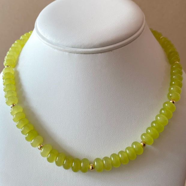 Green Lime Morganita Beads Necklace
