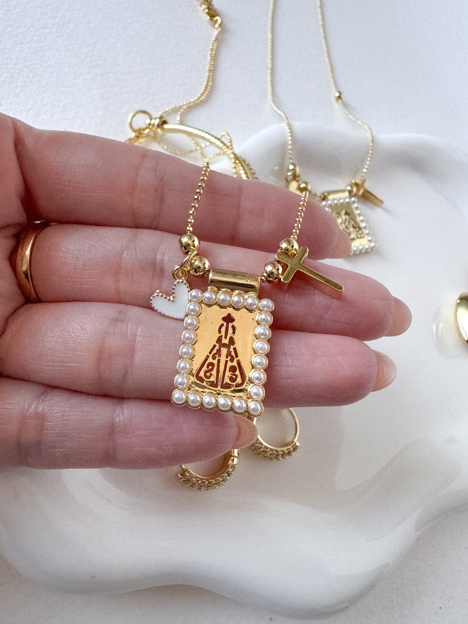 Virgin of the Valley Pearls Scapular Necklace