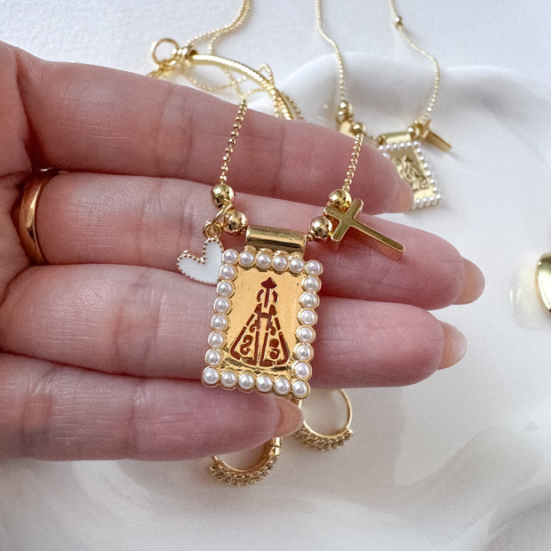 Virgin of the Valley Pearls Scapular Necklace
