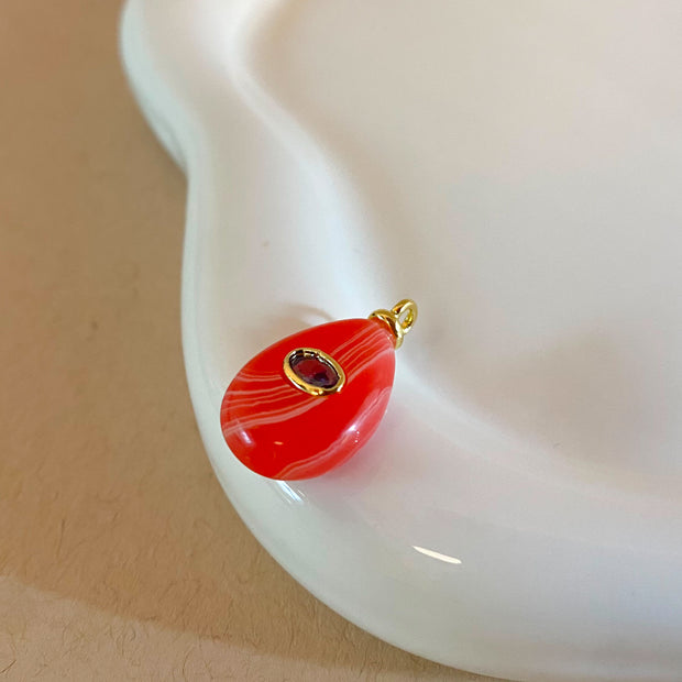 2 Differents Natural Stones Oval and Circular Shape Charms