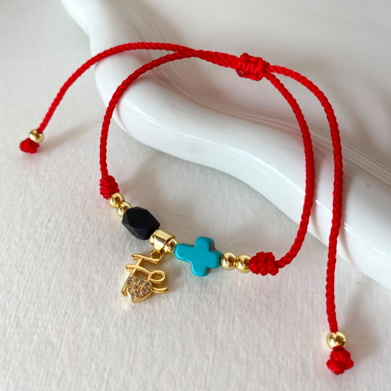 Faith Azabache and Cross Red Thread Bracelet