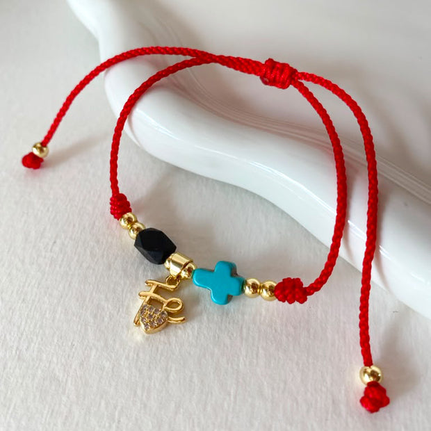 Faith Azabache and Cross Red Thread Bracelet