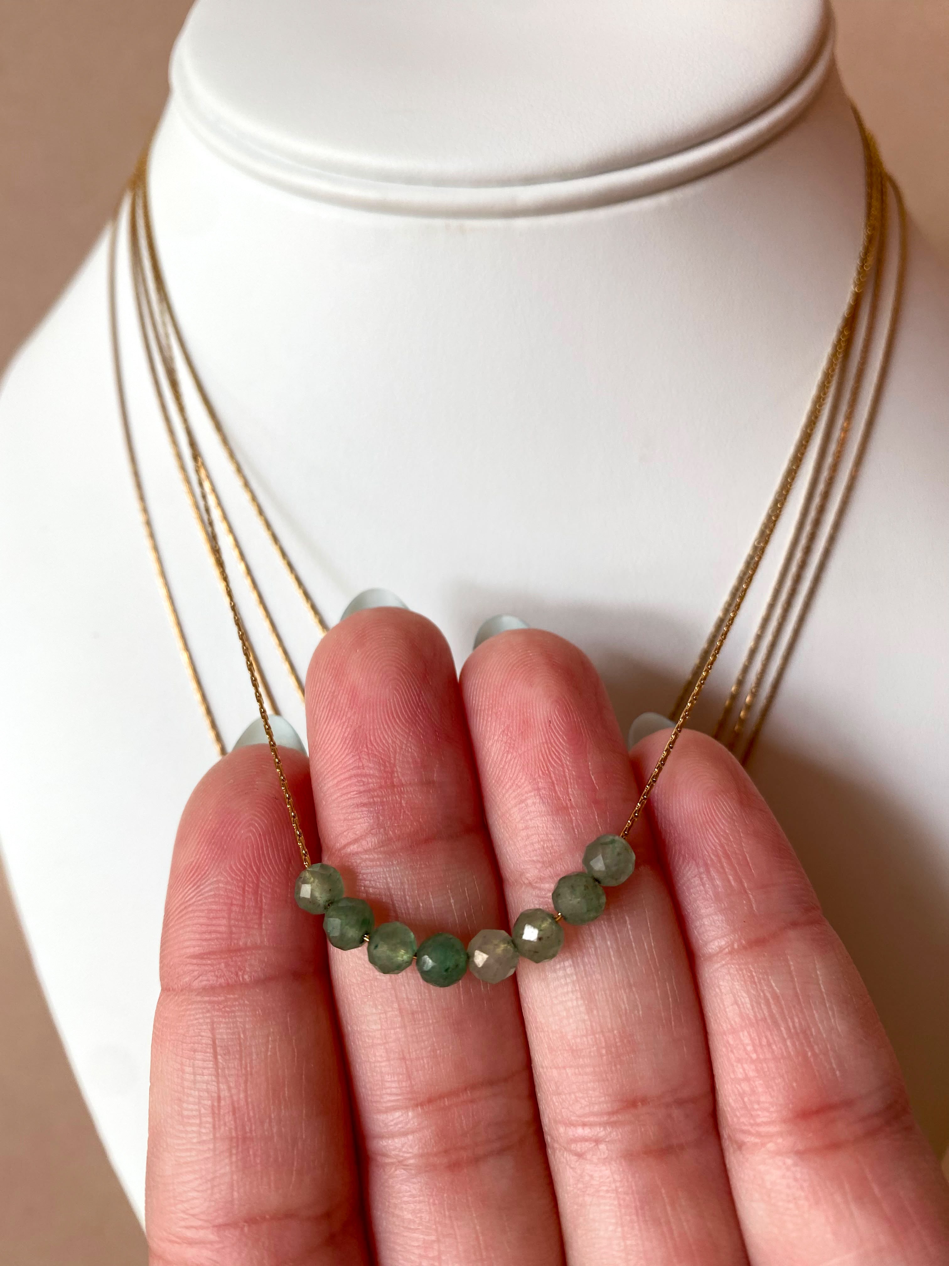 Multicolor Crystal Beads Thin Steel Necklaces