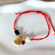 Virgin of the Valley Azabache and Flower Red Thread Bracelet