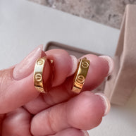 Screw 18k Solid Gold Hoops