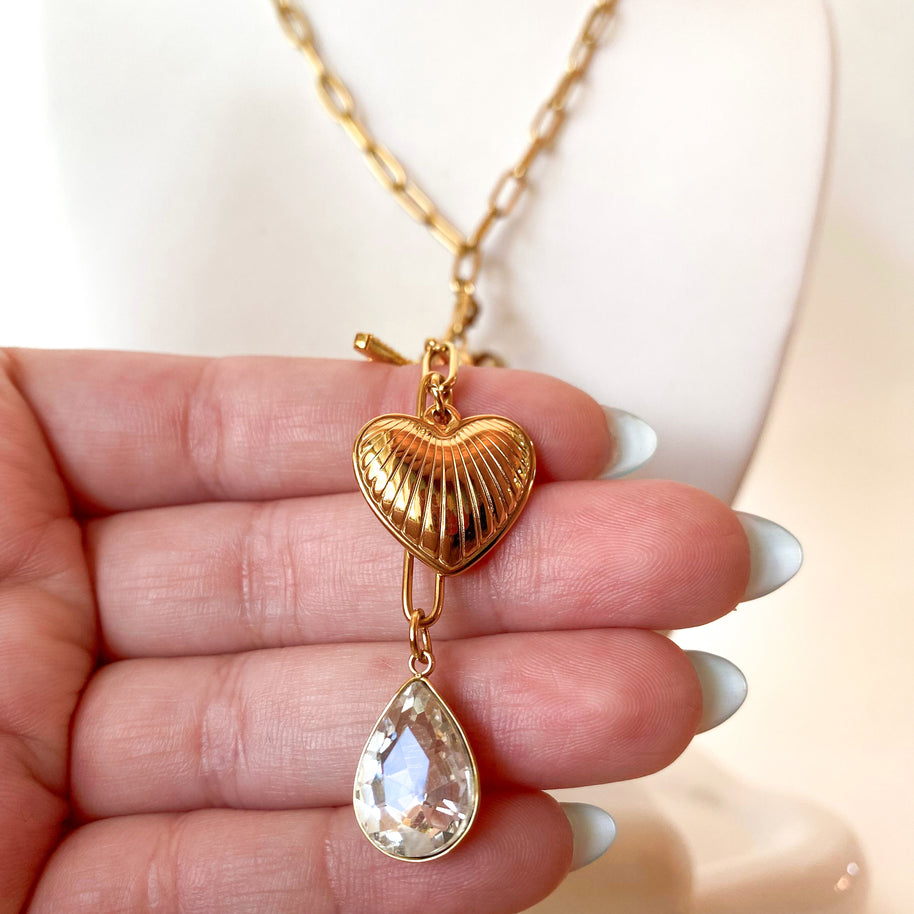 Love Multicharm PaperClip Steel Necklace