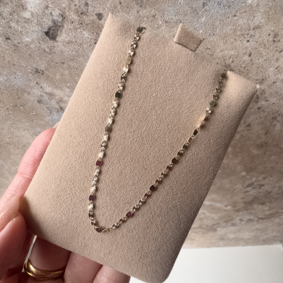 Alternating Style Chain 14K Solid Gold Necklace