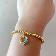 Blue and White Beach Vibes Charms Elastic Bracelets