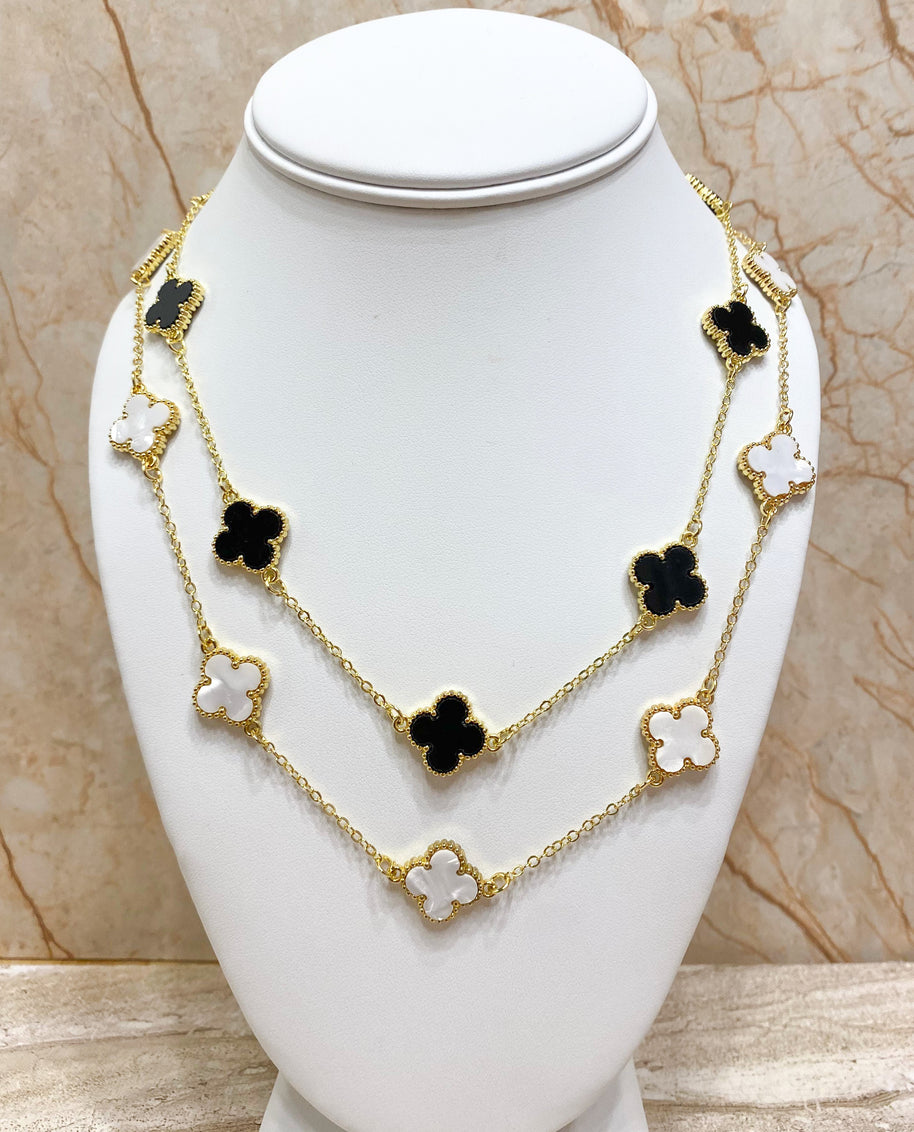 Black & White Clovers Necklace