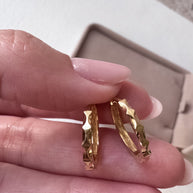 Beveled Style 18k Solid Gold Hoops