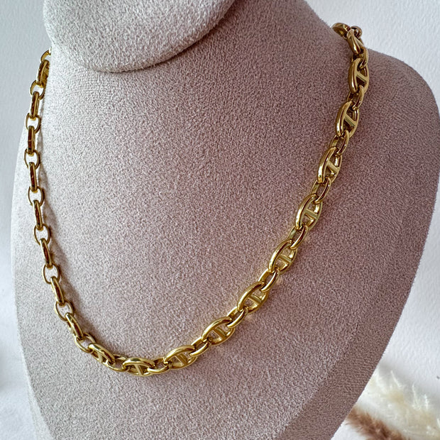 Puffed Mariner Style Steel Necklace