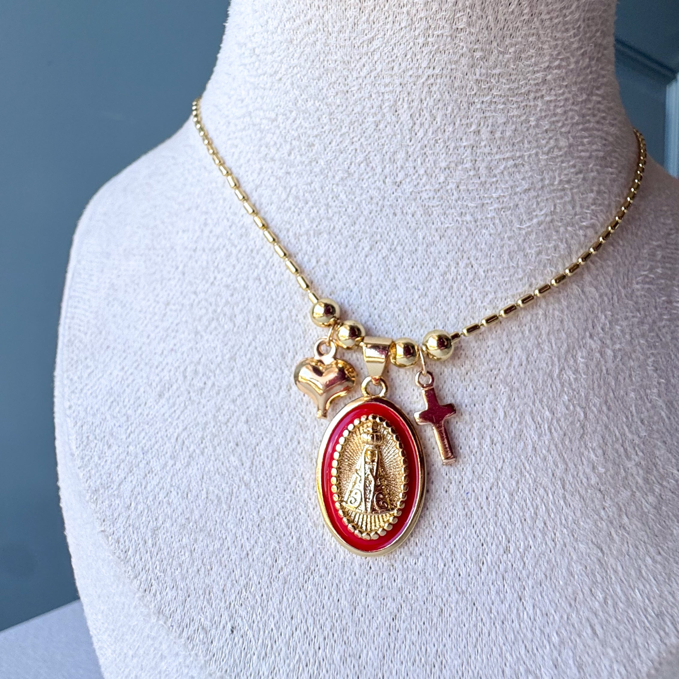 Virgin of the Valley LOVE in Red Necklace