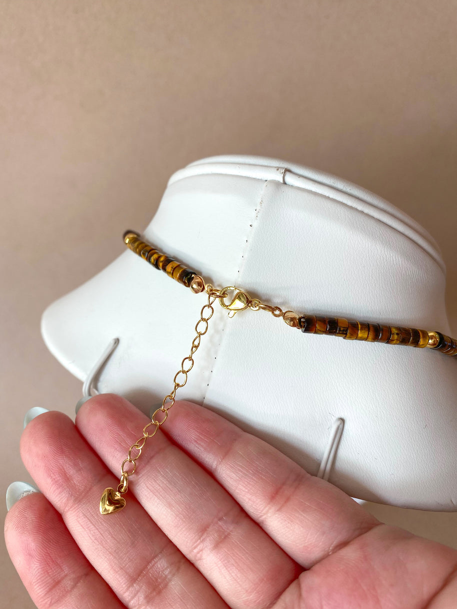 Tiger Eye Gemstone Big Sun Necklace
