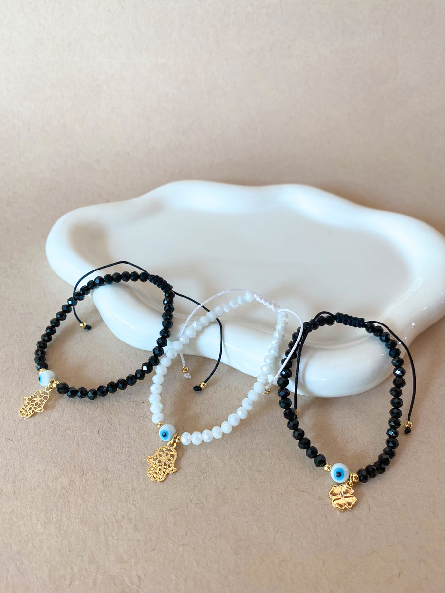 Adjustable Blanck and White Protection Charms Bracelets