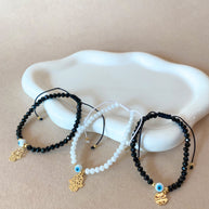 Adjustable Blanck and White Protection Charms Bracelets