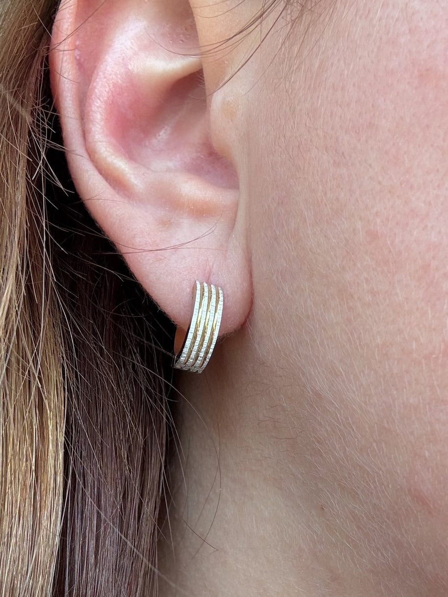 Silver & Gold Lines Steel Hoops