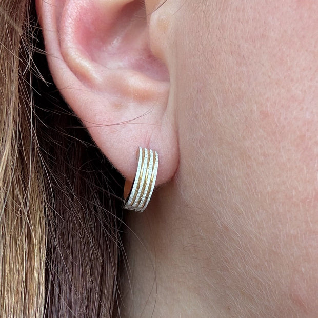 Silver & Gold Lines Steel Hoops