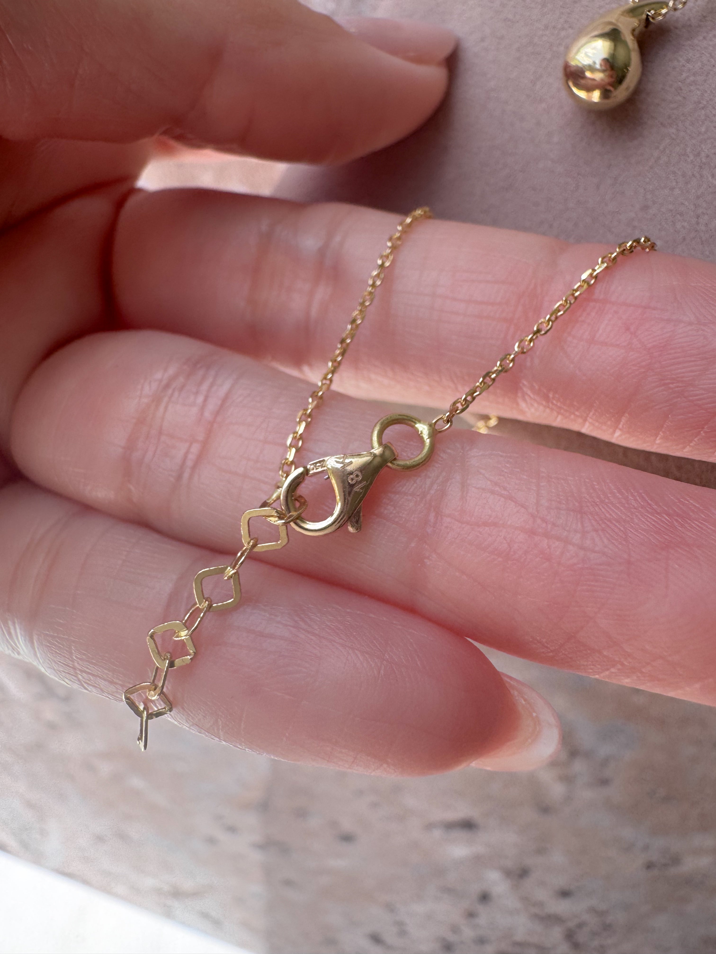 Drop Style Chain 18k Solid Gold Necklace
