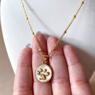 Dog Paw Mother Of Pearl Charm Necklace